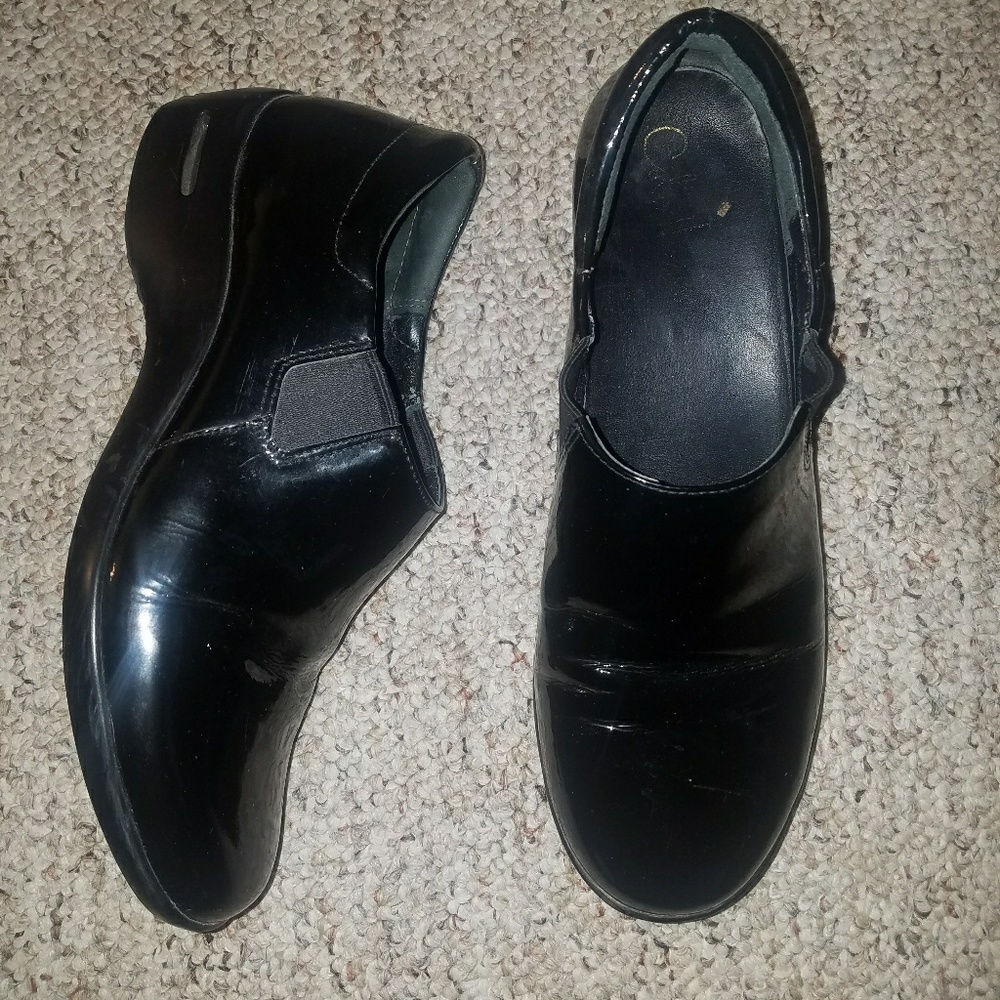 Shinny Black slide ons
